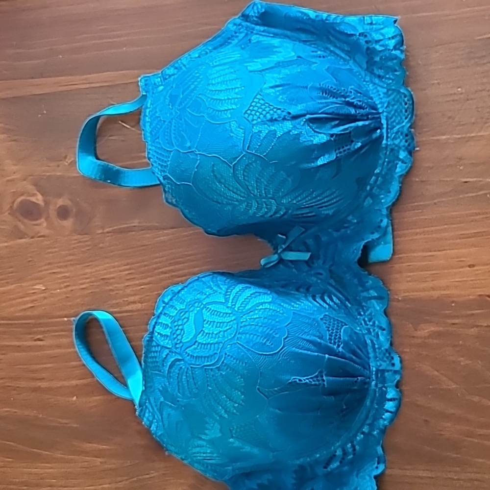 Teal lace bra